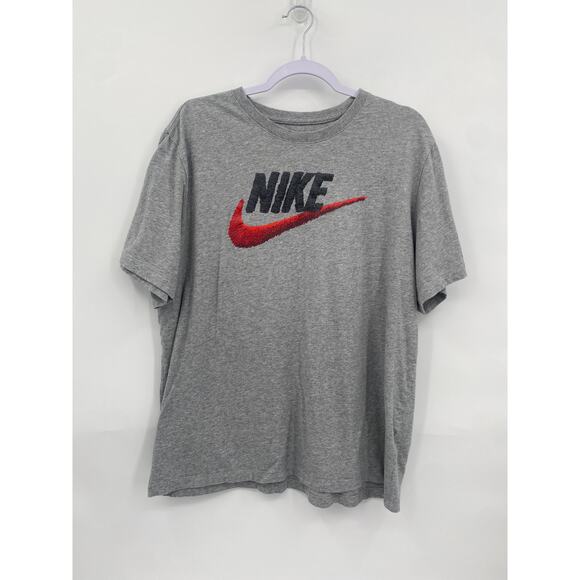 Nike Other - The Nike Tee Embroidered Look Gray Swoosh Logo Red Shirt Men's XL Ar4993-063
